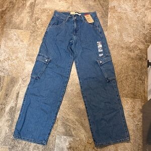 NWT Levi’s Superlow Loose Blue Cargo Jeans | Sz 26x30
